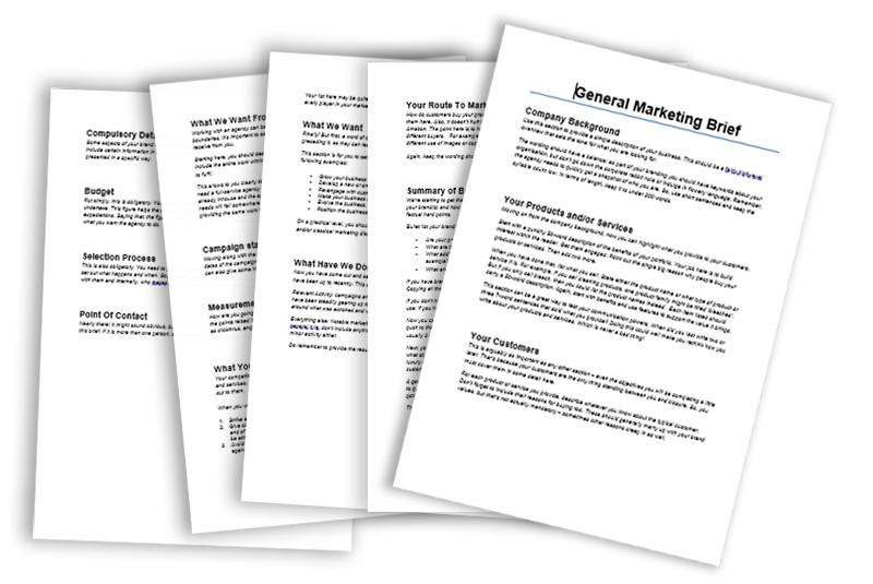 image of the template marketing brief showing the basic pages